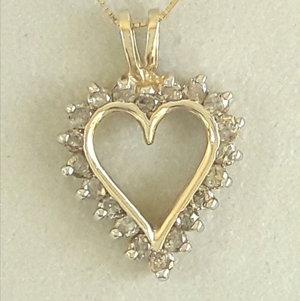10K YELLOW GOLD HEART/DIAMOND PENDANT 1 FULL CARAT